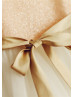 Blush Pink Sequin Ivory Tulle Knee Length Sparkly Flower Girl Dress